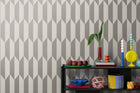 Graphic Groove - Playful Silver Grey and White Cosmo Living Wallpaper by Galerie