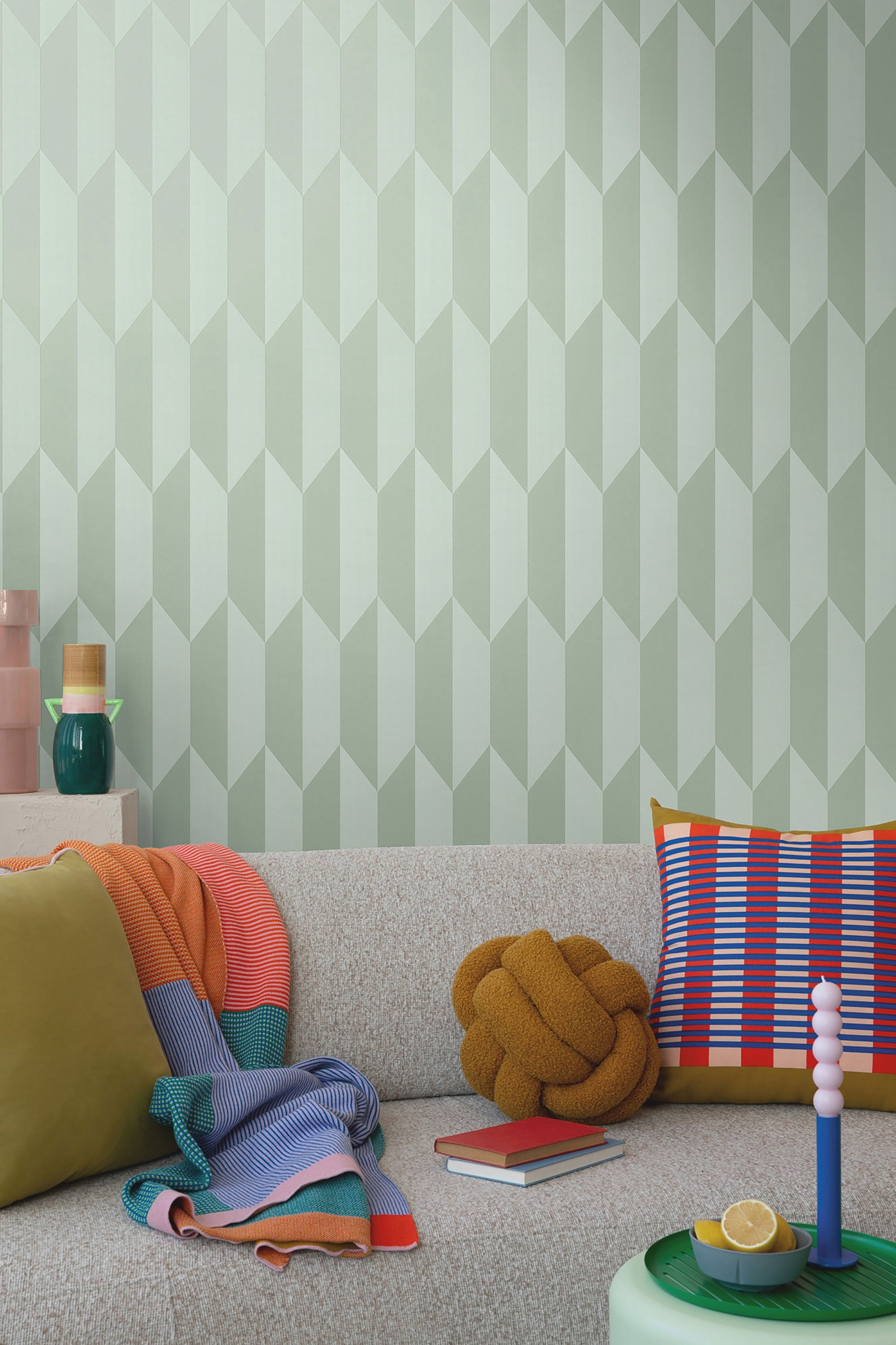 Graphic Groove - Playful Green Cosmo Living Wallpaper by Galerie