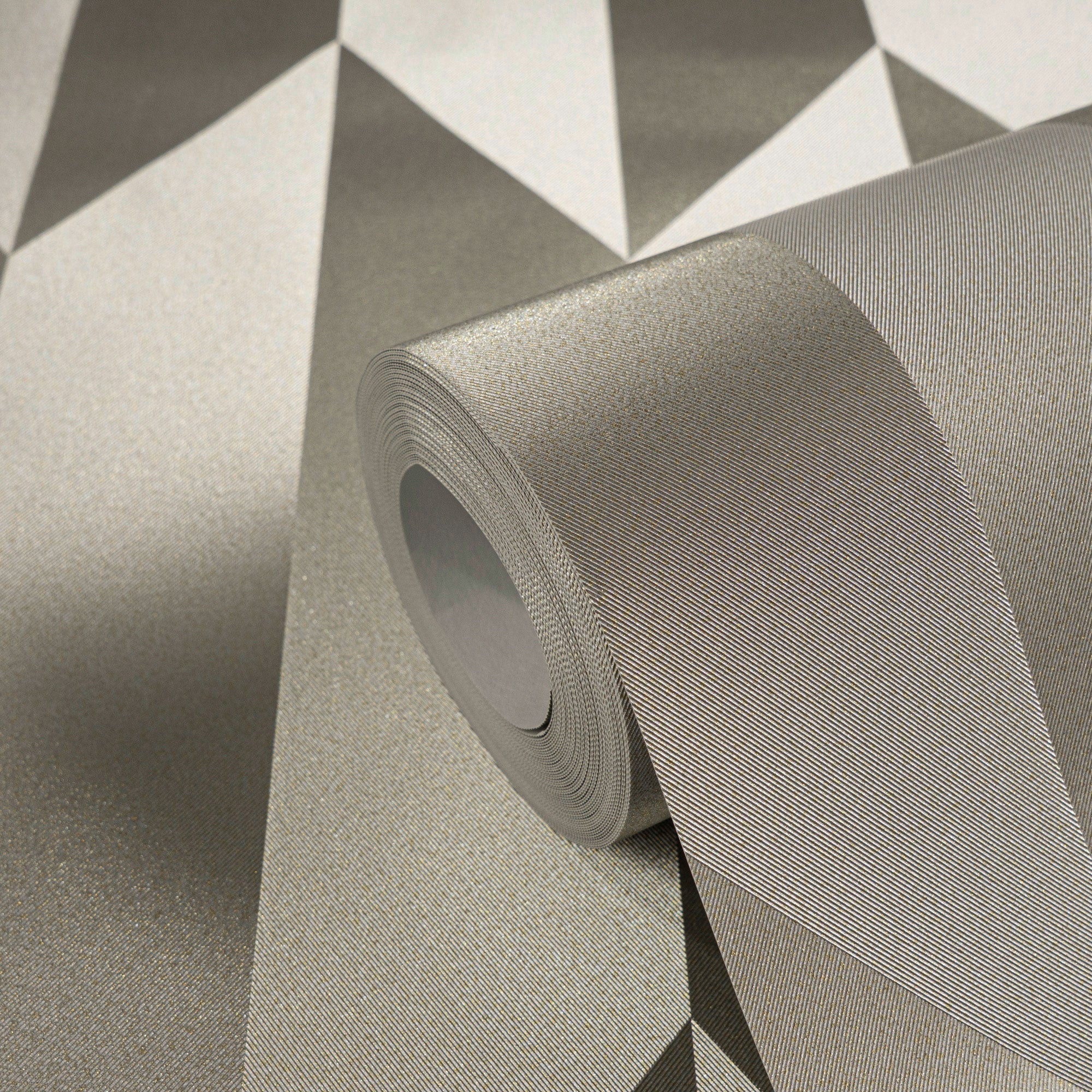 Graphic Groove - Playful Silver Grey Cosmo Living Wallpaper by Galerie