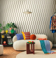 Graphic Groove - Playful Silver Grey Cosmo Living Wallpaper by Galerie
