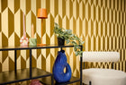 Graphic Groove - Playful Gold Cosmo Living Wallpaper by Galerie