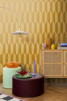 Graphic Groove - Playful Gold Cosmo Living Wallpaper by Galerie