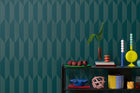 Graphic Groove - Playful Green and Blue Cosmo Living Wallpaper by Galerie