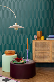 Graphic Groove - Playful Green and Blue Cosmo Living Wallpaper by Galerie