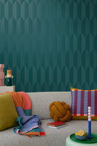 Graphic Groove - Playful Green and Blue Cosmo Living Wallpaper by Galerie