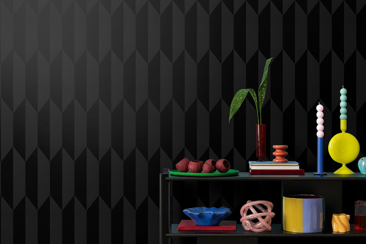 Graphic Groove - Playful Black Cosmo Living Wallpaper by Galerie