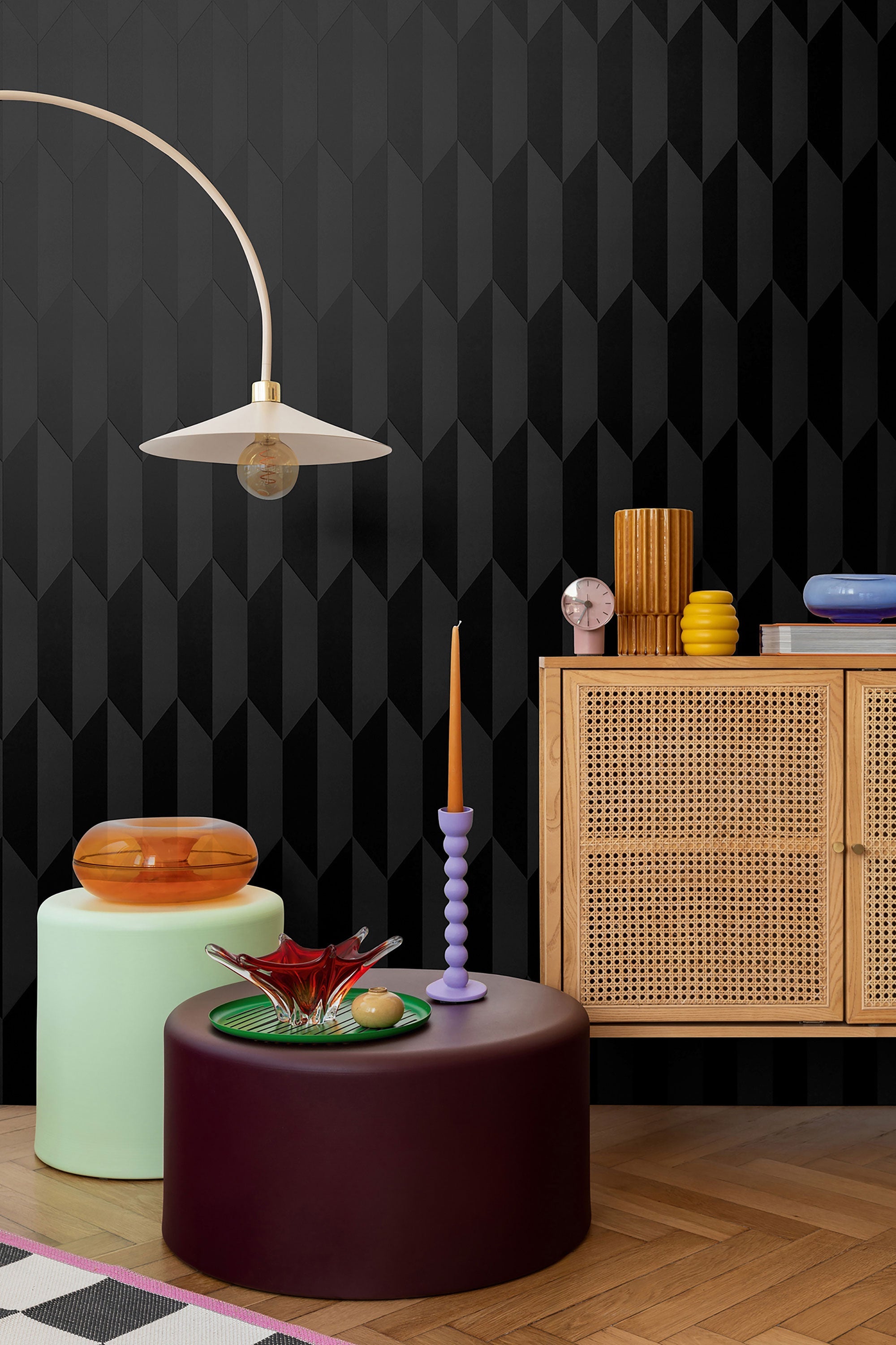 Graphic Groove - Playful Black Cosmo Living Wallpaper by Galerie