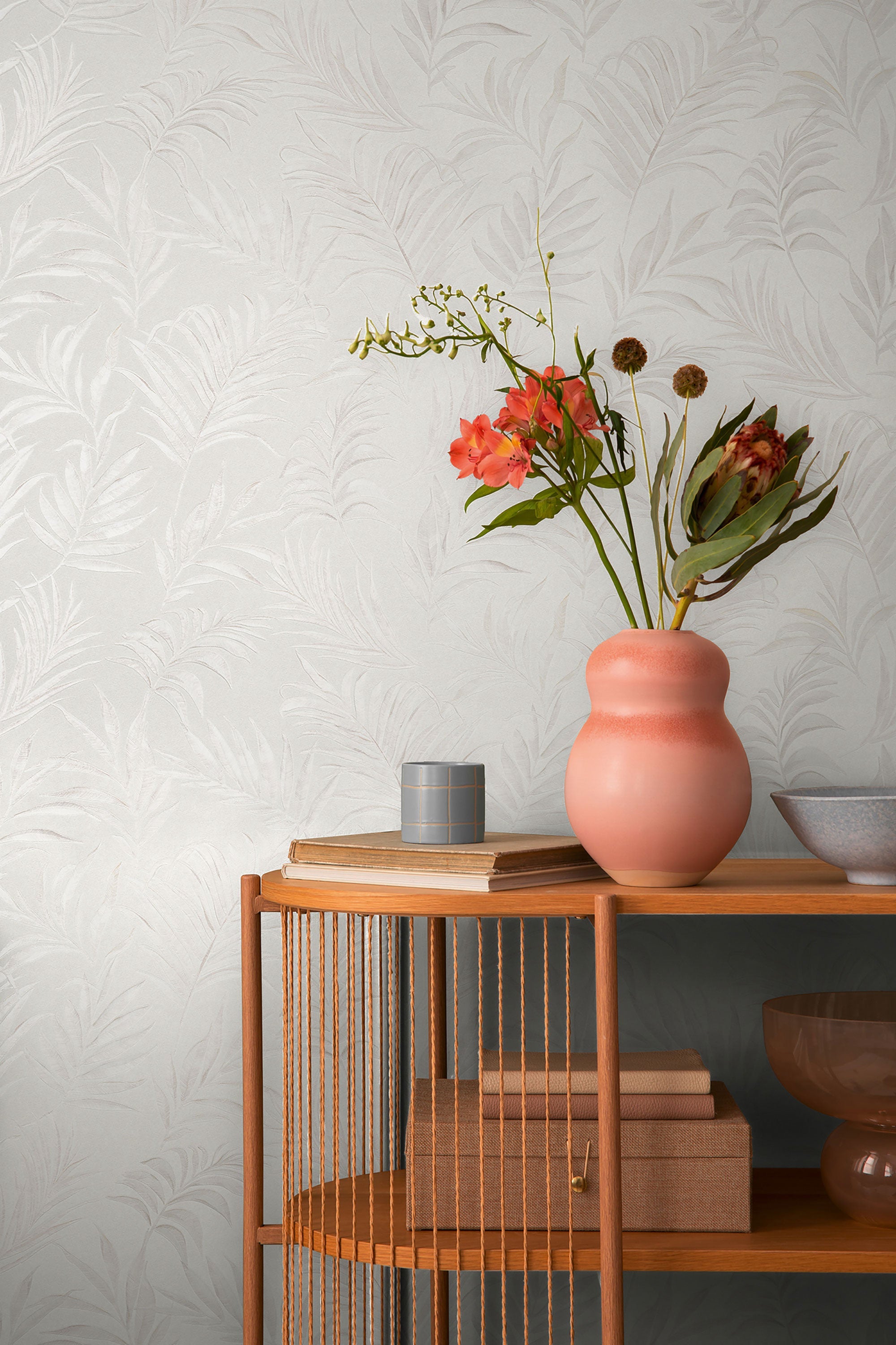 Midnight Botanica -Mystery White Cosmo Living Wallpaper by Galerie
