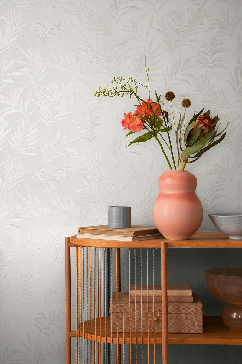 Midnight Botanica -Mystery White Cosmo Living Wallpaper by Galerie