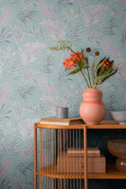 Midnight Botanica -Mystery Blue and Pink Cosmo Living Wallpaper by Galerie