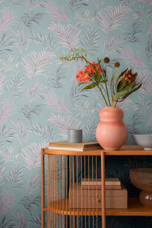 Midnight Botanica -Mystery Blue and Pink Cosmo Living Wallpaper by Galerie