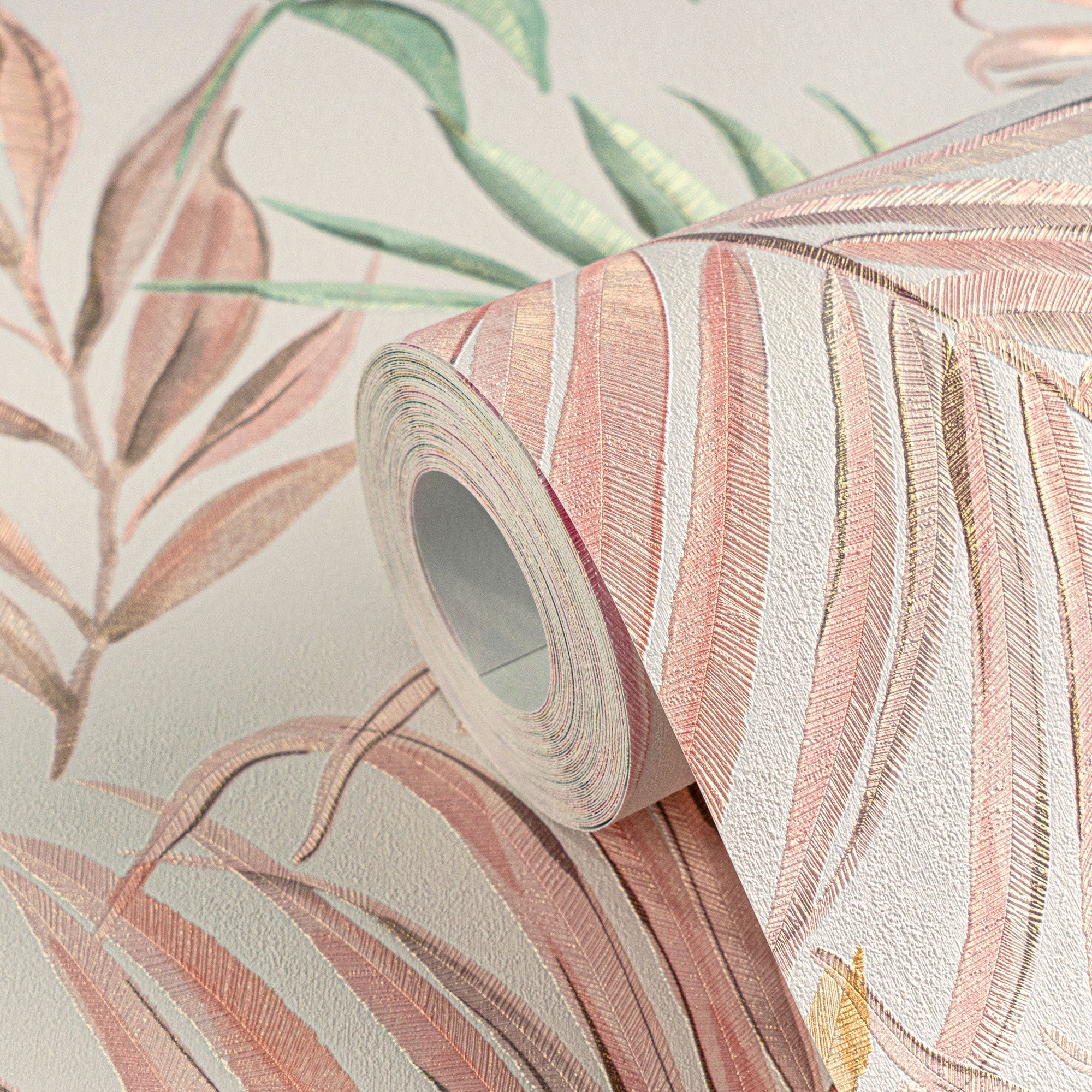 Midnight Botanica -Mystery Pink and Green Cosmo Living Wallpaper by Galerie