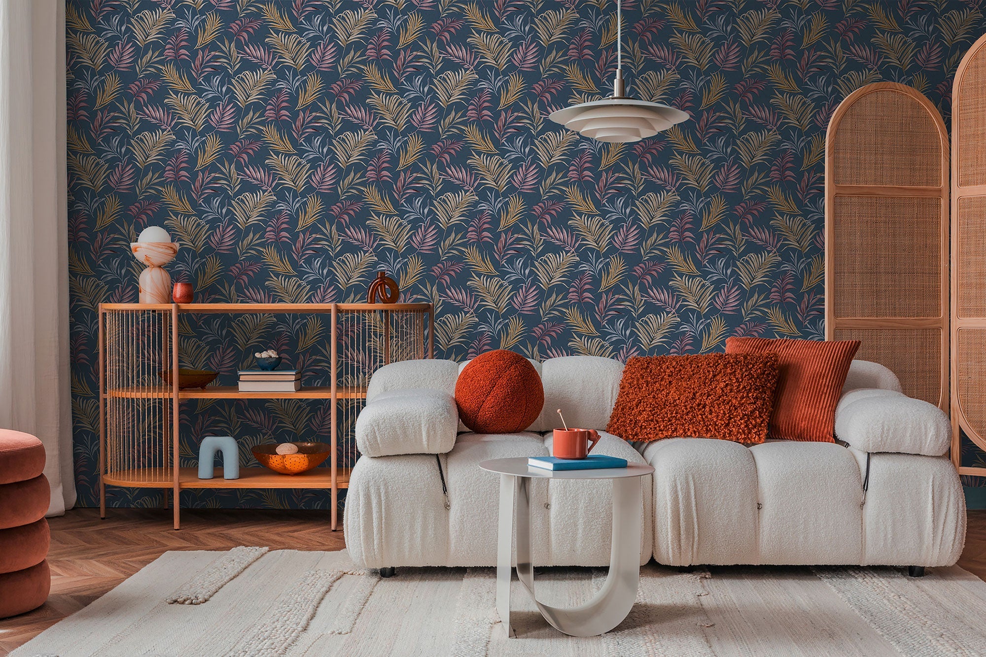 Midnight Botanica -Mystery Blue and Beige Cosmo Living Wallpaper by Galerie