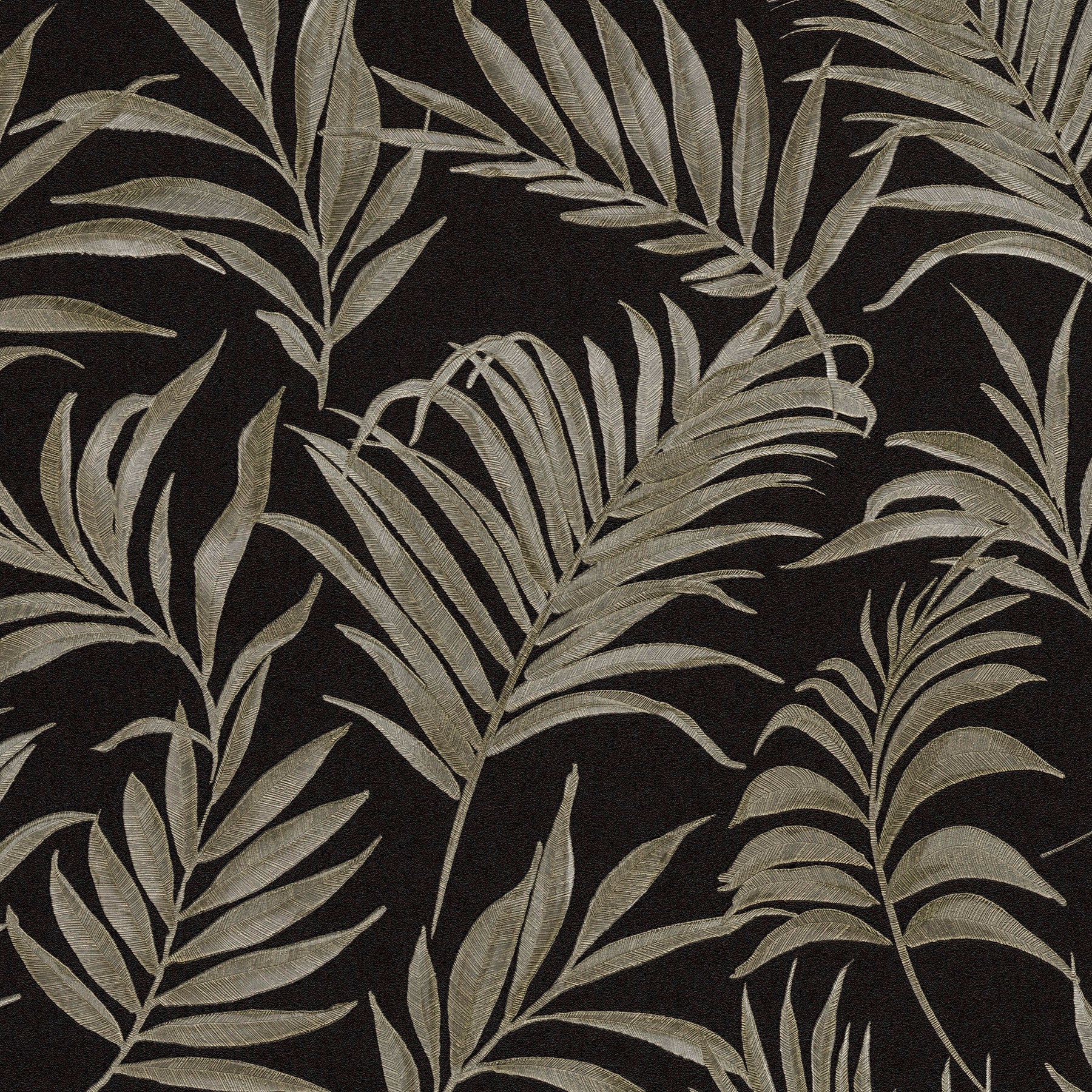 Midnight Botanica -Mystery Black and Gold Cosmo Living Wallpaper by Galerie