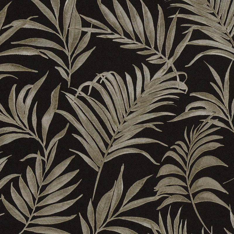 Midnight Botanica -Mystery Black and Gold Cosmo Living Wallpaper by Galerie
