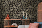 Midnight Botanica -Mystery Black and Gold Cosmo Living Wallpaper by Galerie