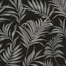 Midnight Botanica -Mystery Silver Grey and Black Cosmo Living Wallpaper by Galerie