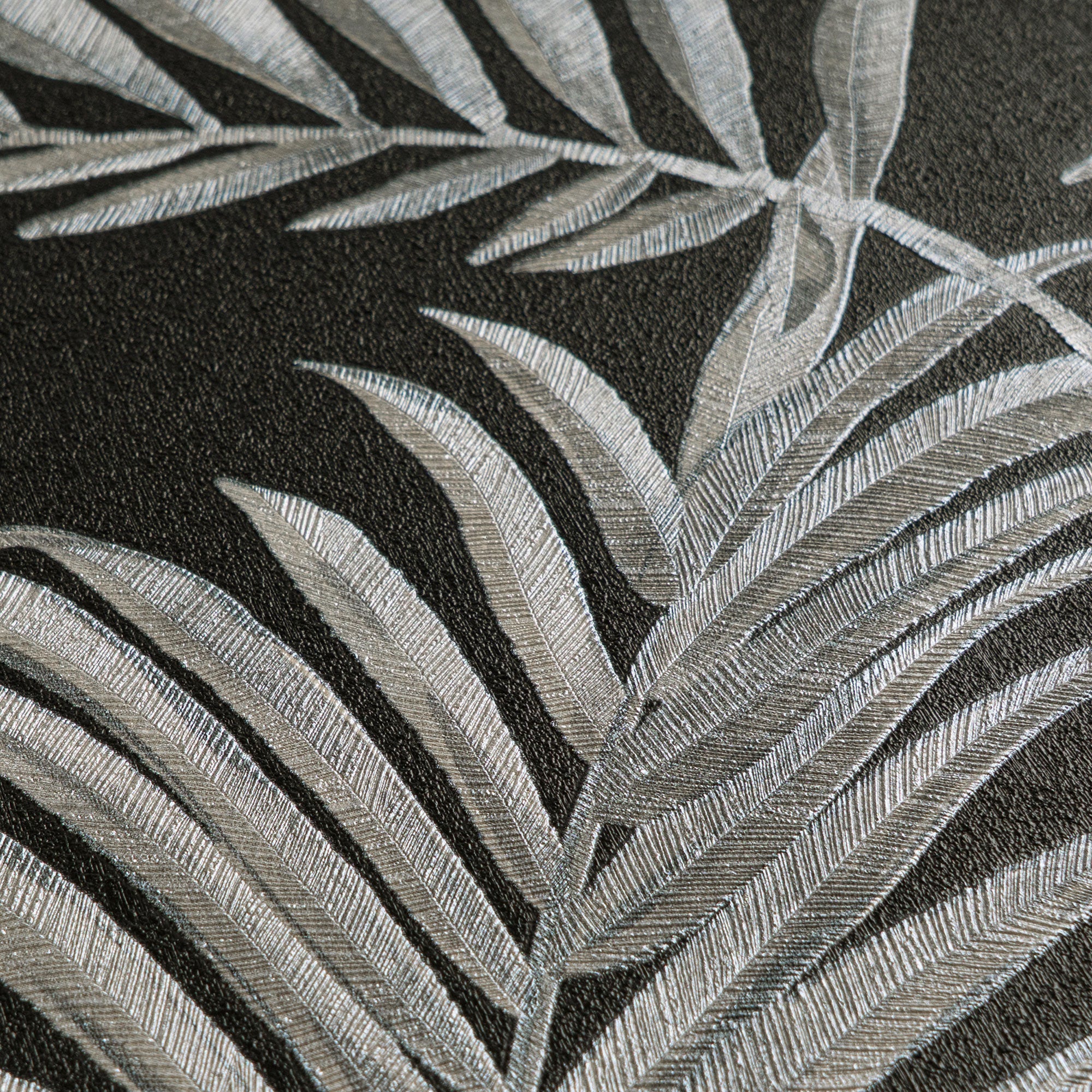 Midnight Botanica -Mystery Silver Grey and Black Cosmo Living Wallpaper by Galerie