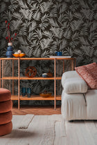 Midnight Botanica -Mystery Silver Grey and Black Cosmo Living Wallpaper by Galerie