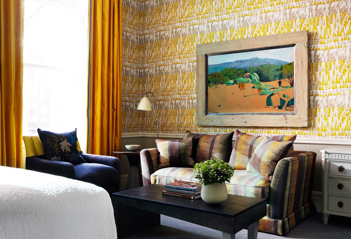 Bookend fabric by Christopher Farr Cloth, shown in situ