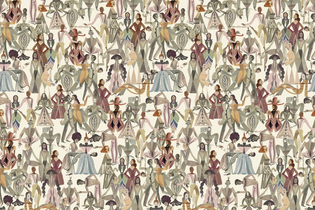 Dancing Parade Slate Wallpaper by Christopher Farr Cloth