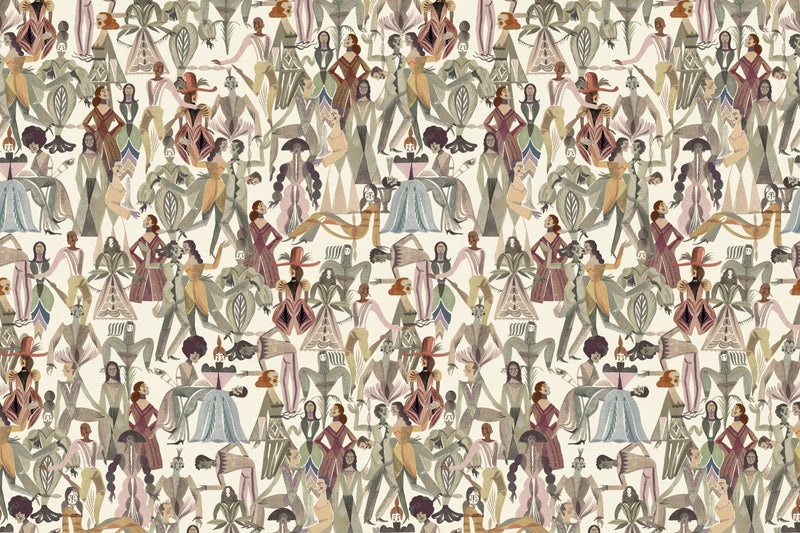 Dancing Parade Slate Wallpaper by Christopher Farr Cloth