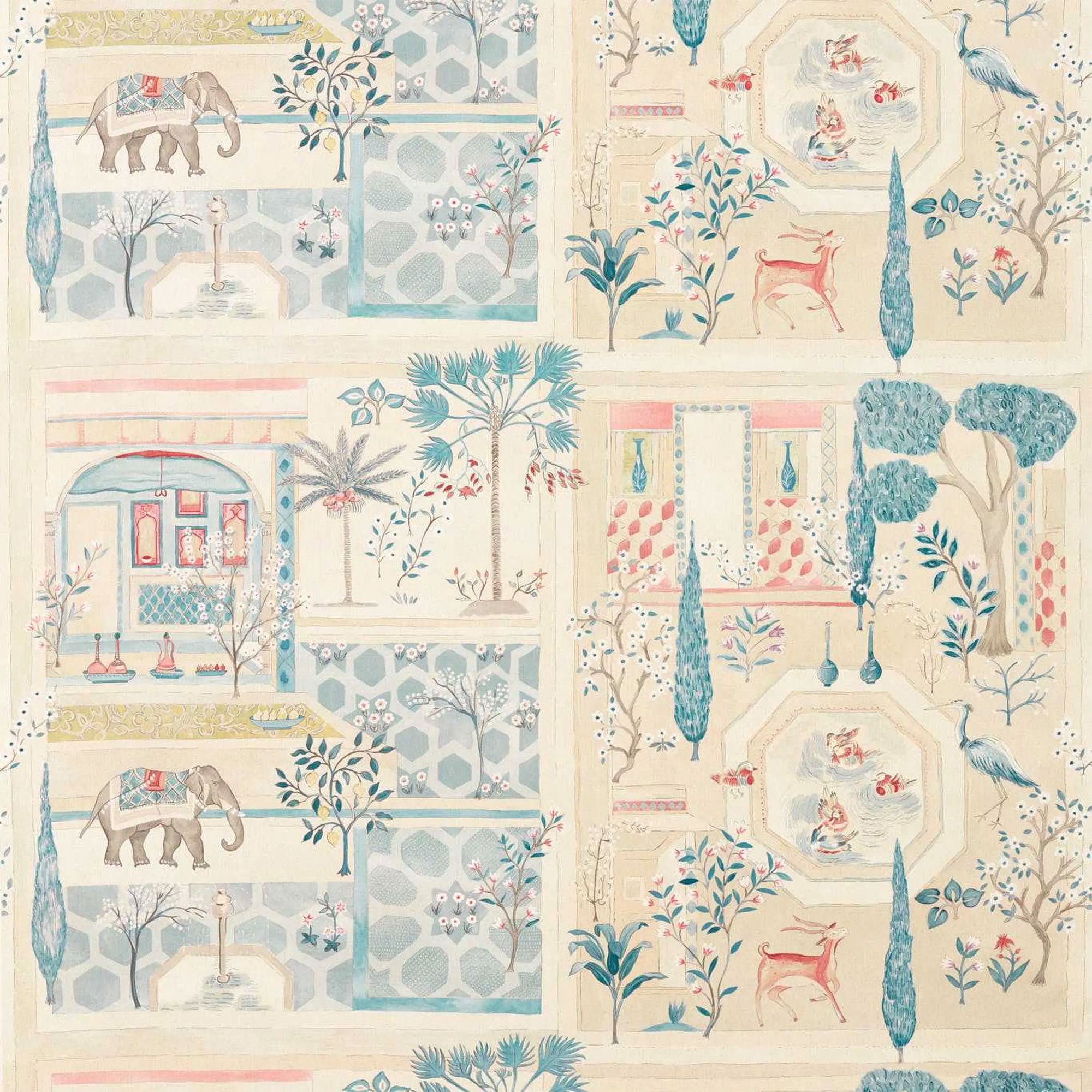 DART226310 Curios Sultan's Garden Ruby/Teal Fabric by Sanderson