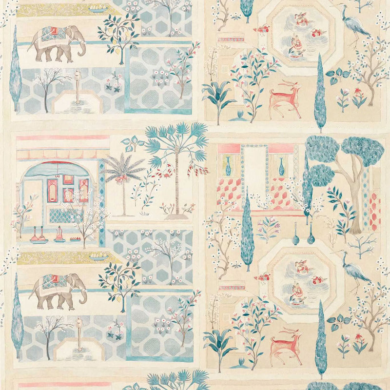 DART226310 Curios Sultan's Garden Ruby/Teal Fabric by Sanderson