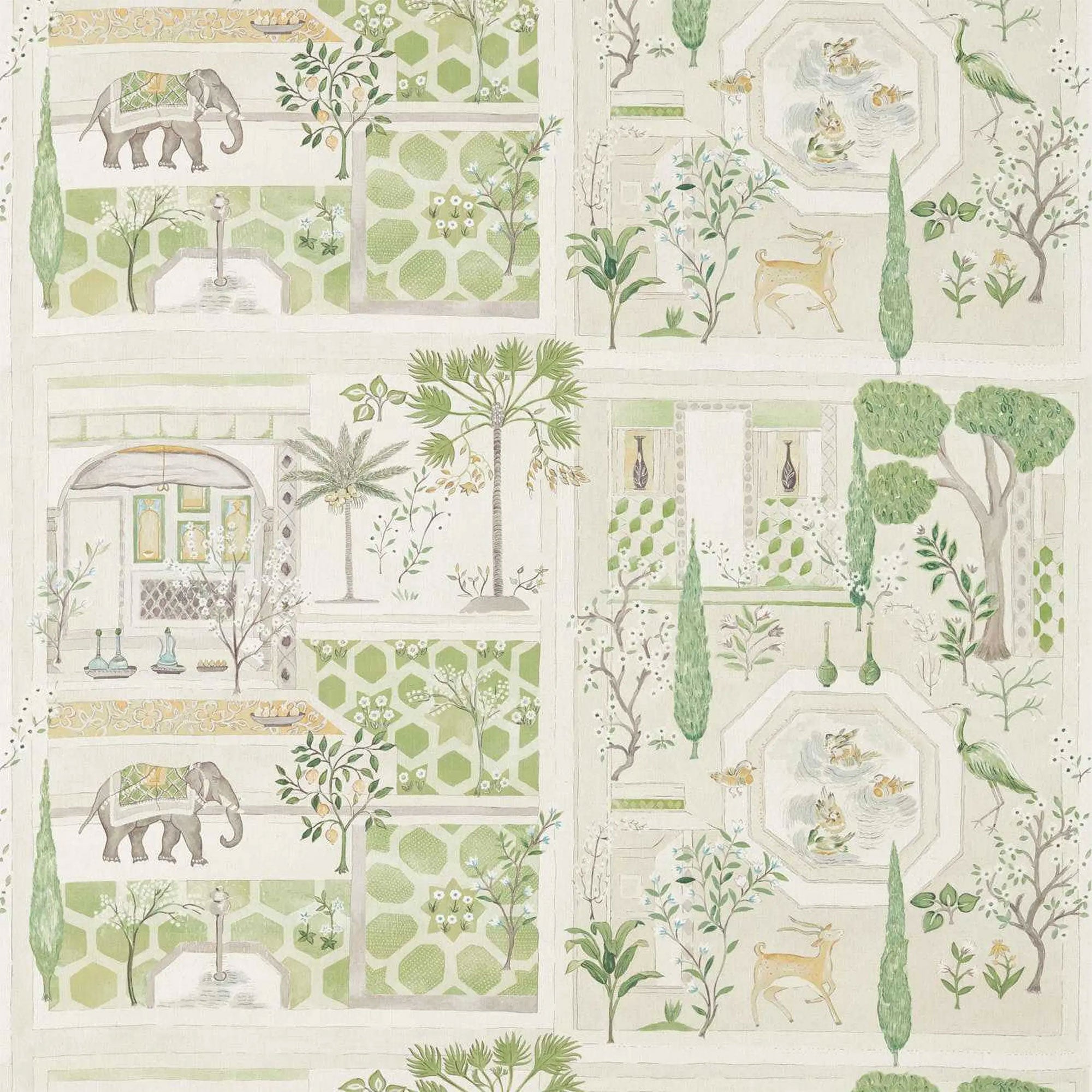 DART226311 Curios Sultan's Garden Green Fabric by Sanderson