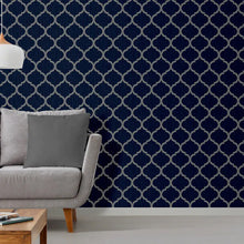 8894 Crystal Trellis Navy Blue Wallpaper By Debona