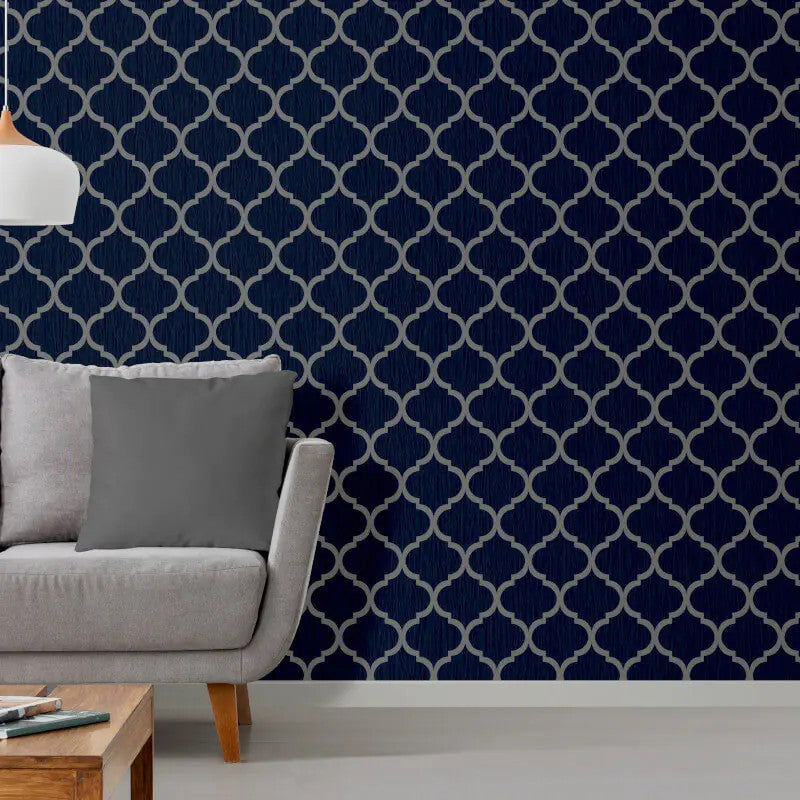 8894 Crystal Trellis Navy Blue Wallpaper By Debona