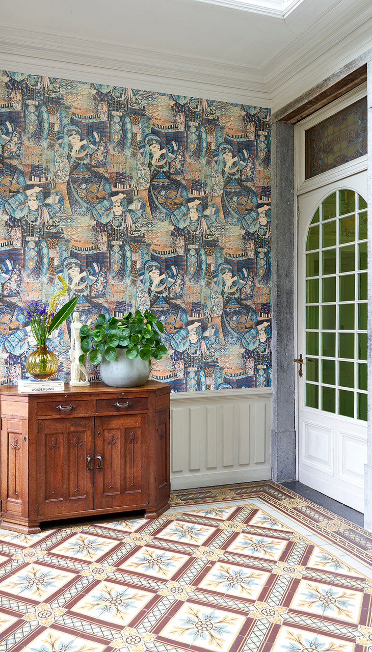 97642 Indigo Myth Odisha Dance Décors & Panoramiques Wallpaper By Arte