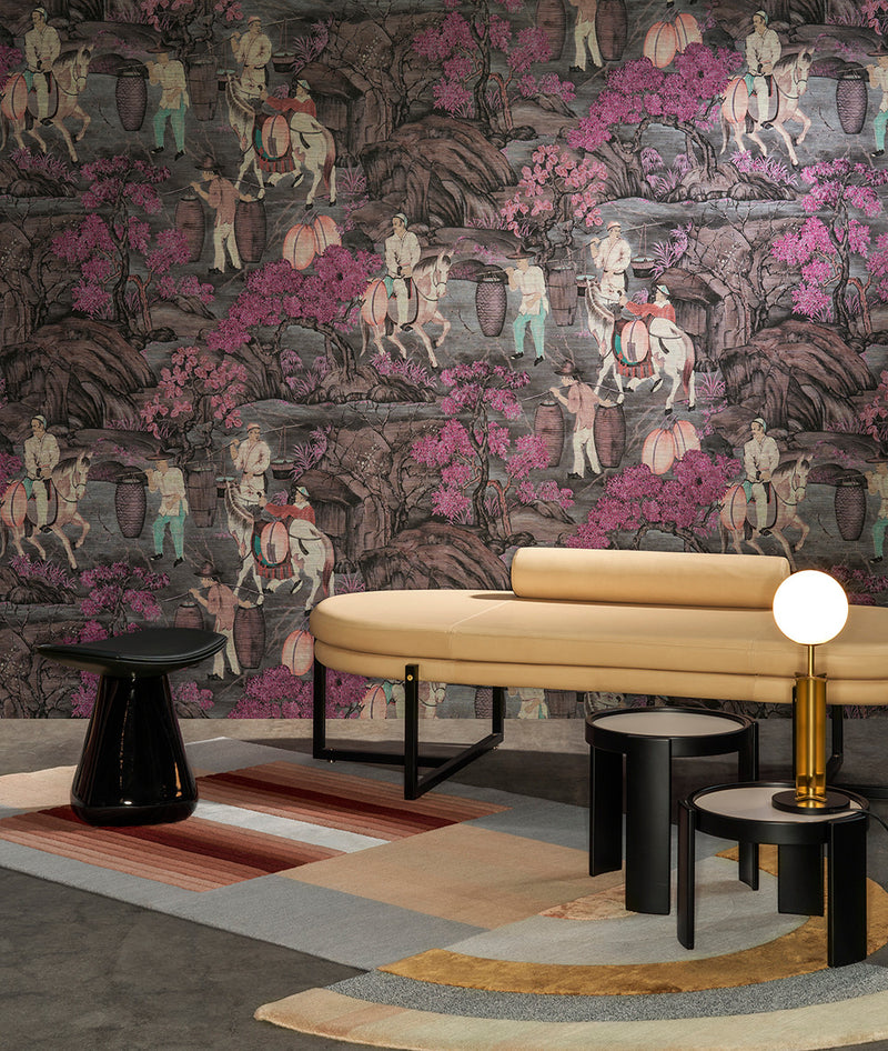 97690 Pink Blossom Toile de Tibet Décors & Panoramiques Wallpaper By Arte