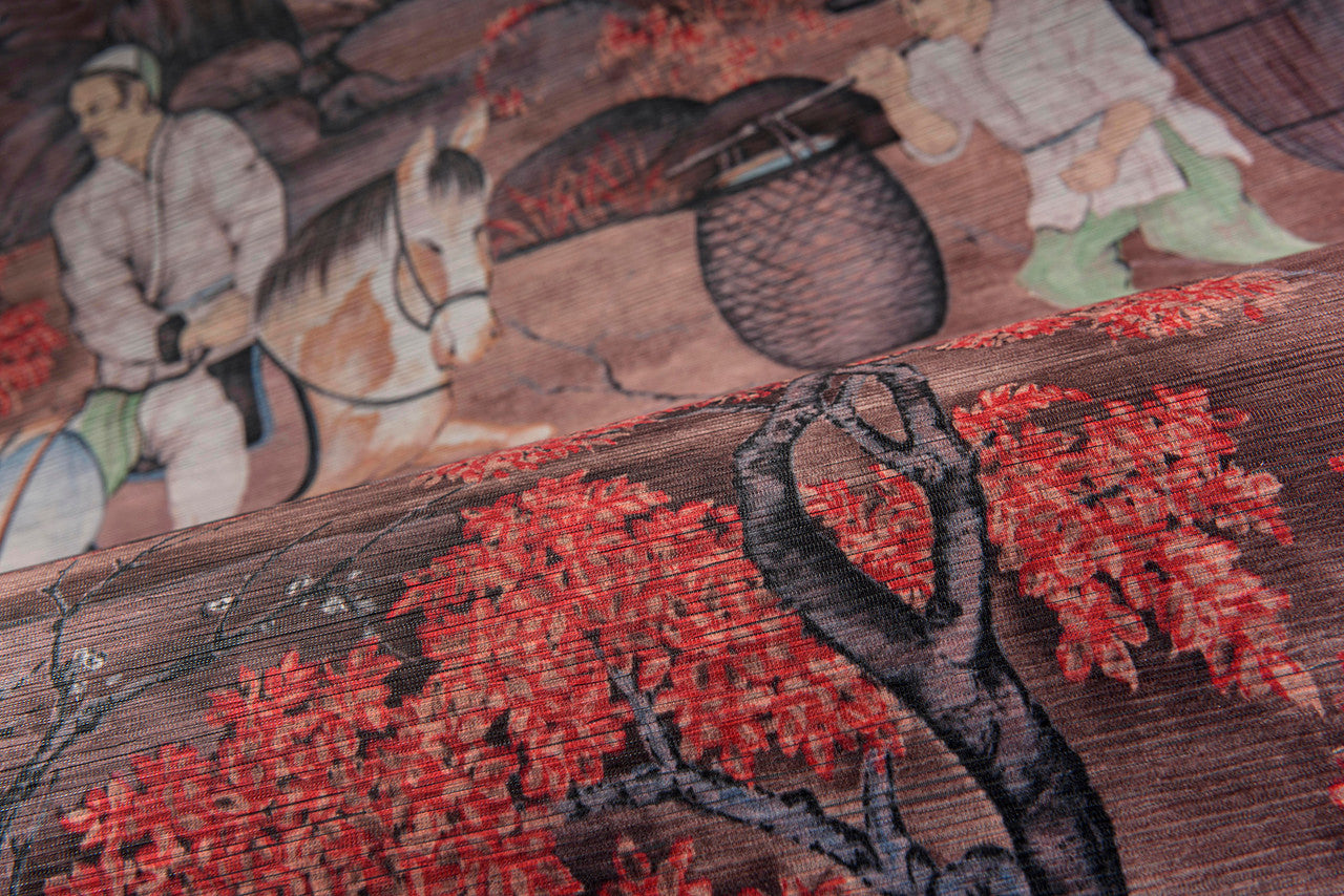 97691 Rust Toile de Tibet Décors & Panoramiques Wallpaper By Arte