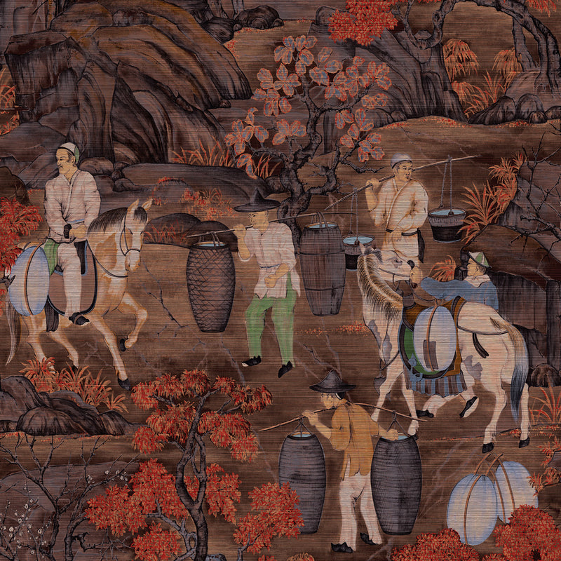 97691 Rust Toile de Tibet Décors & Panoramiques Wallpaper By Arte