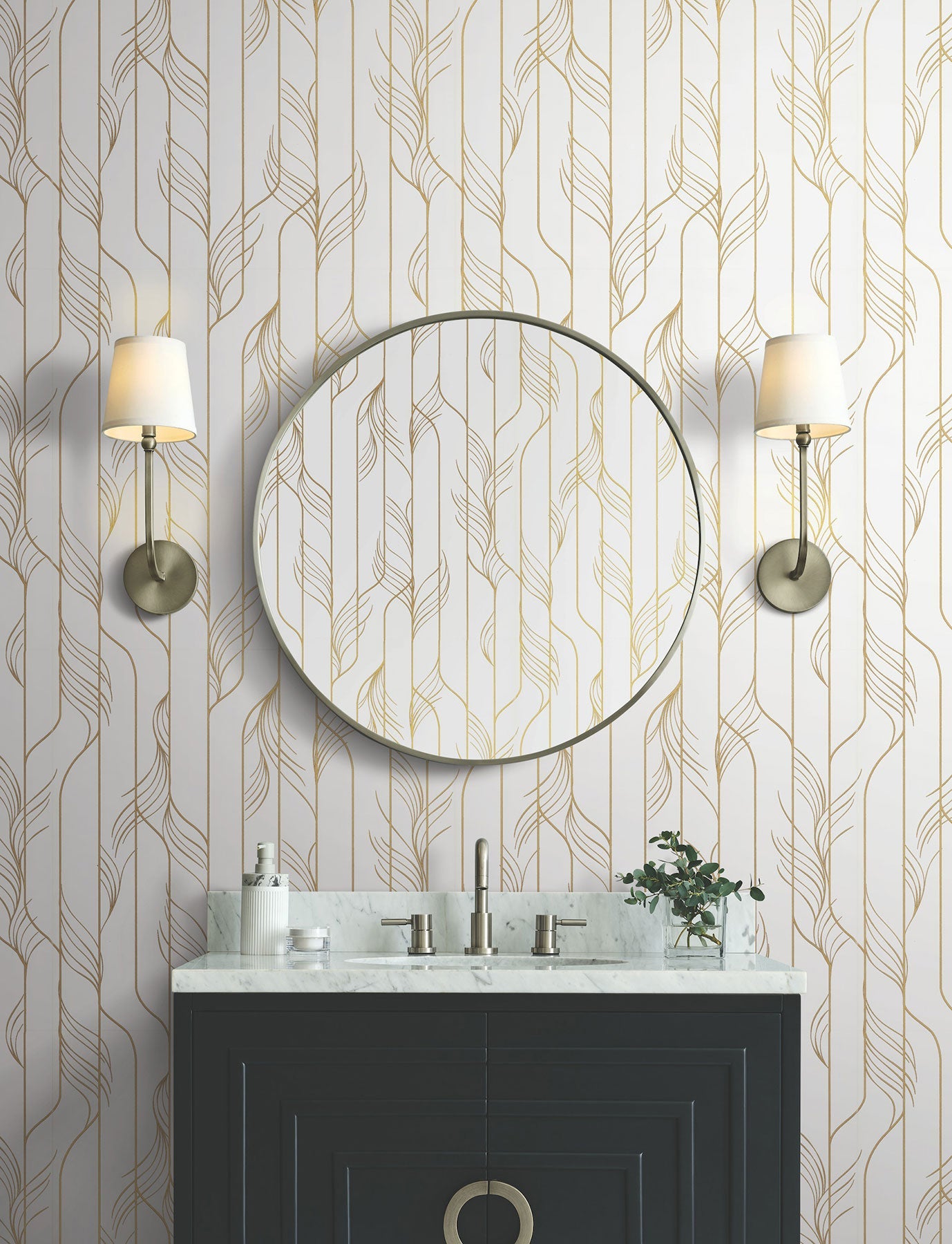 Candice Olson Elemental Thread White & Gold Decadence Wallpaper by York Wallcoverings