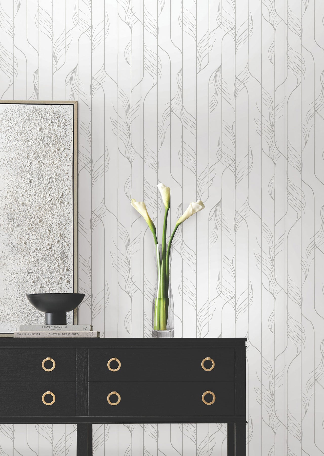 Candice Olson Elemental Thread White & Silver Decadence Wallpaper by York Wallcoverings