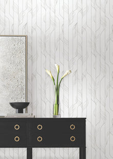 Candice Olson Elemental Thread White & Silver Decadence Wallpaper by York Wallcoverings