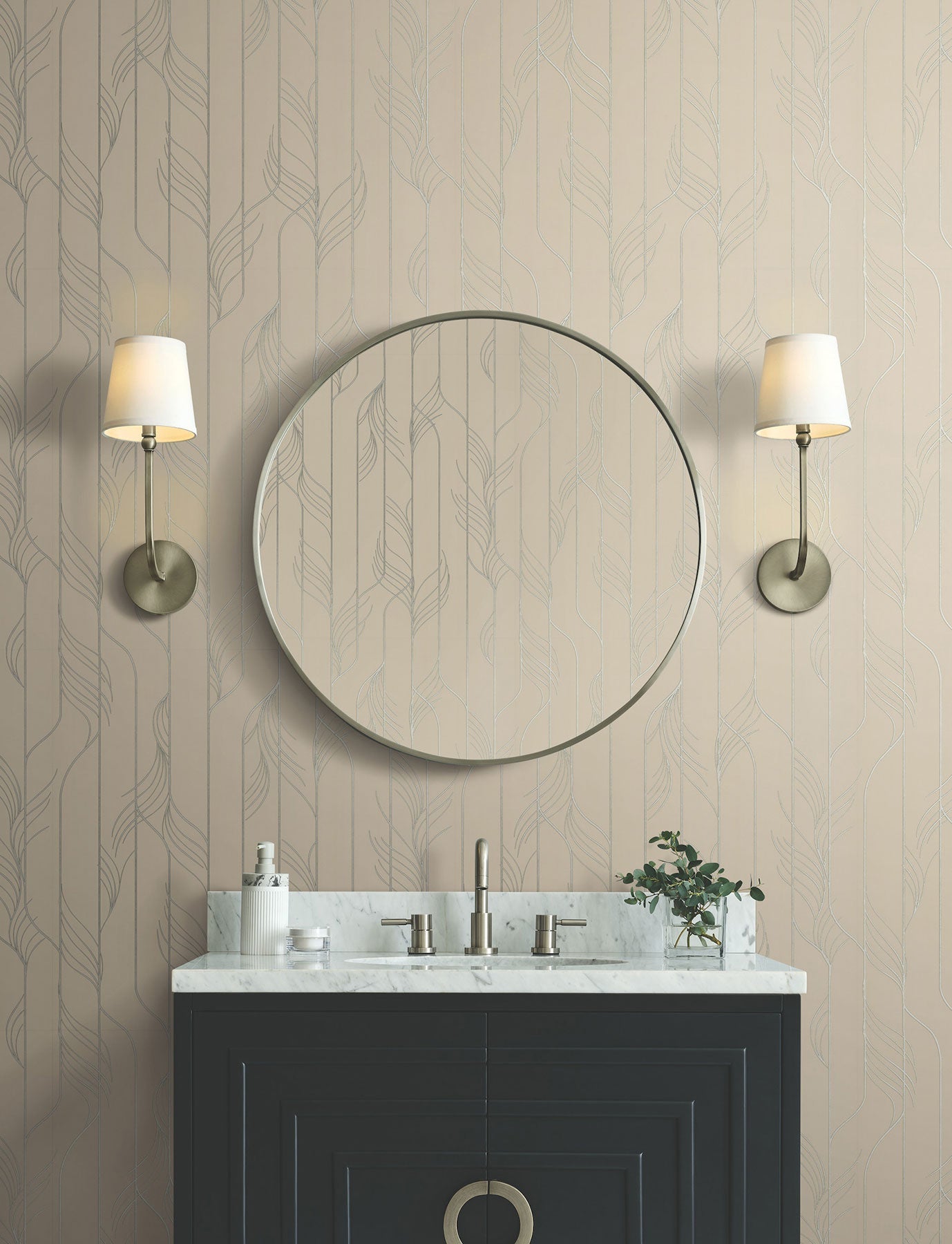 Candice Olson Elemental Thread Pearl & Silver Decadence Wallpaper by York Wallcoverings