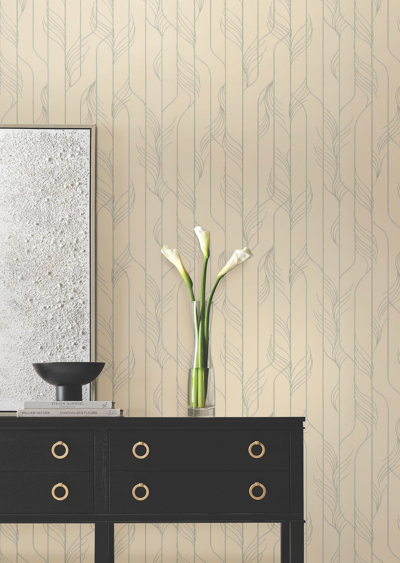 Candice Olson Elemental Thread Pearl & Silver Decadence Wallpaper by York Wallcoverings