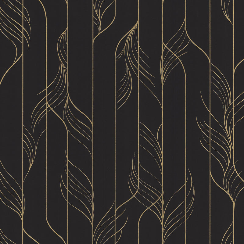 Candice Olson Elemental Thread Black & Gold Decadence Wallpaper by York Wallcoverings