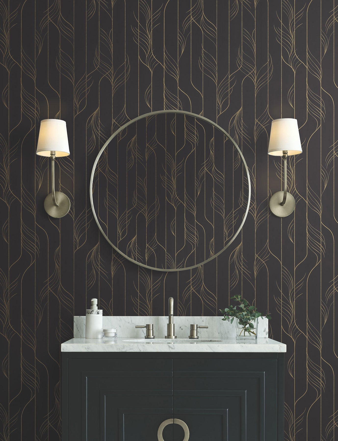Candice Olson Elemental Thread Black & Gold Decadence Wallpaper by York Wallcoverings