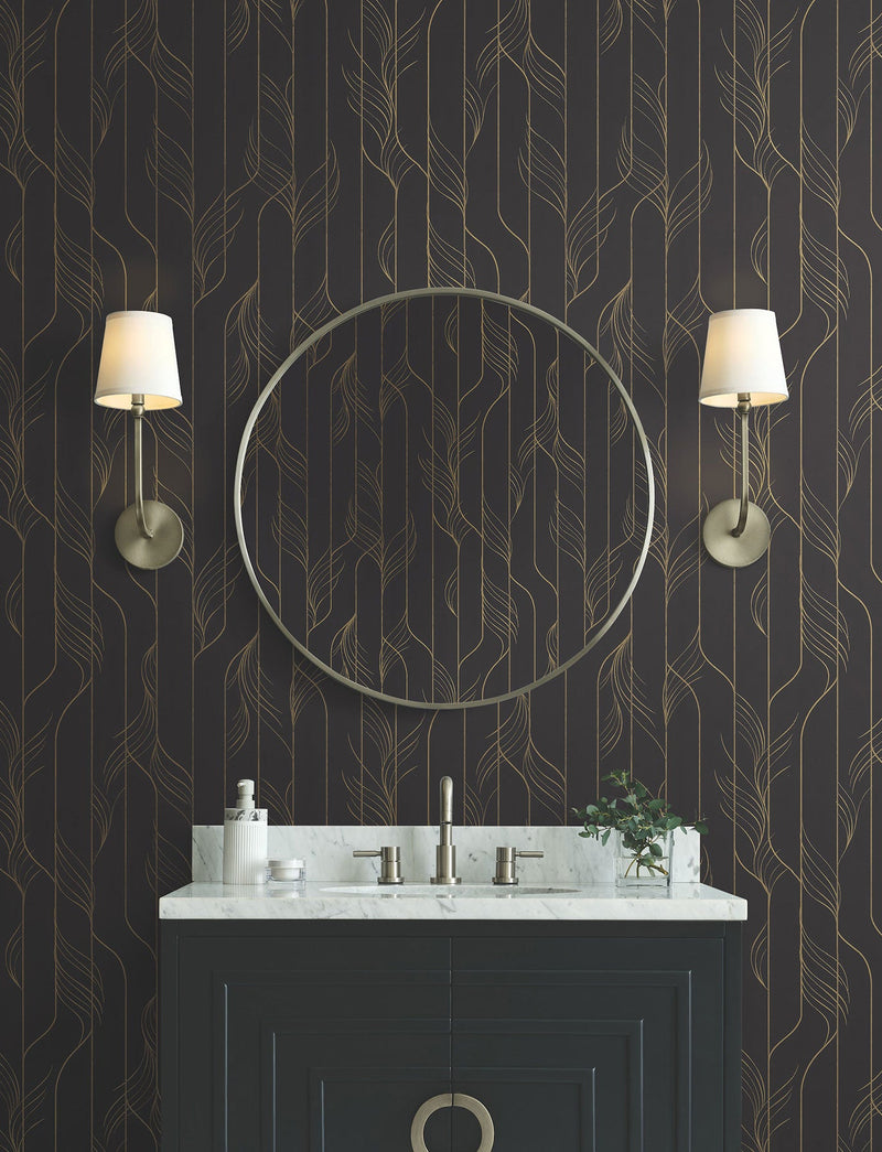 Candice Olson Elemental Thread Black & Gold Decadence Wallpaper by York Wallcoverings