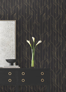 Candice Olson Elemental Thread Black & Gold Decadence Wallpaper by York Wallcoverings