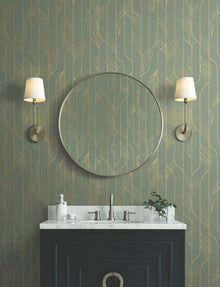 Candice Olson Elemental Thread Green & Gold Decadence Wallpaper by York Wallcoverings