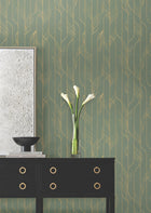 Candice Olson Elemental Thread Green & Gold Decadence Wallpaper by York Wallcoverings