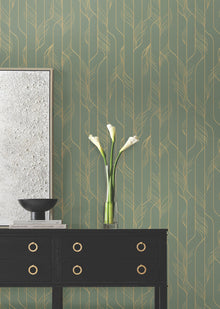 Candice Olson Elemental Thread Green & Gold Decadence Wallpaper by York Wallcoverings