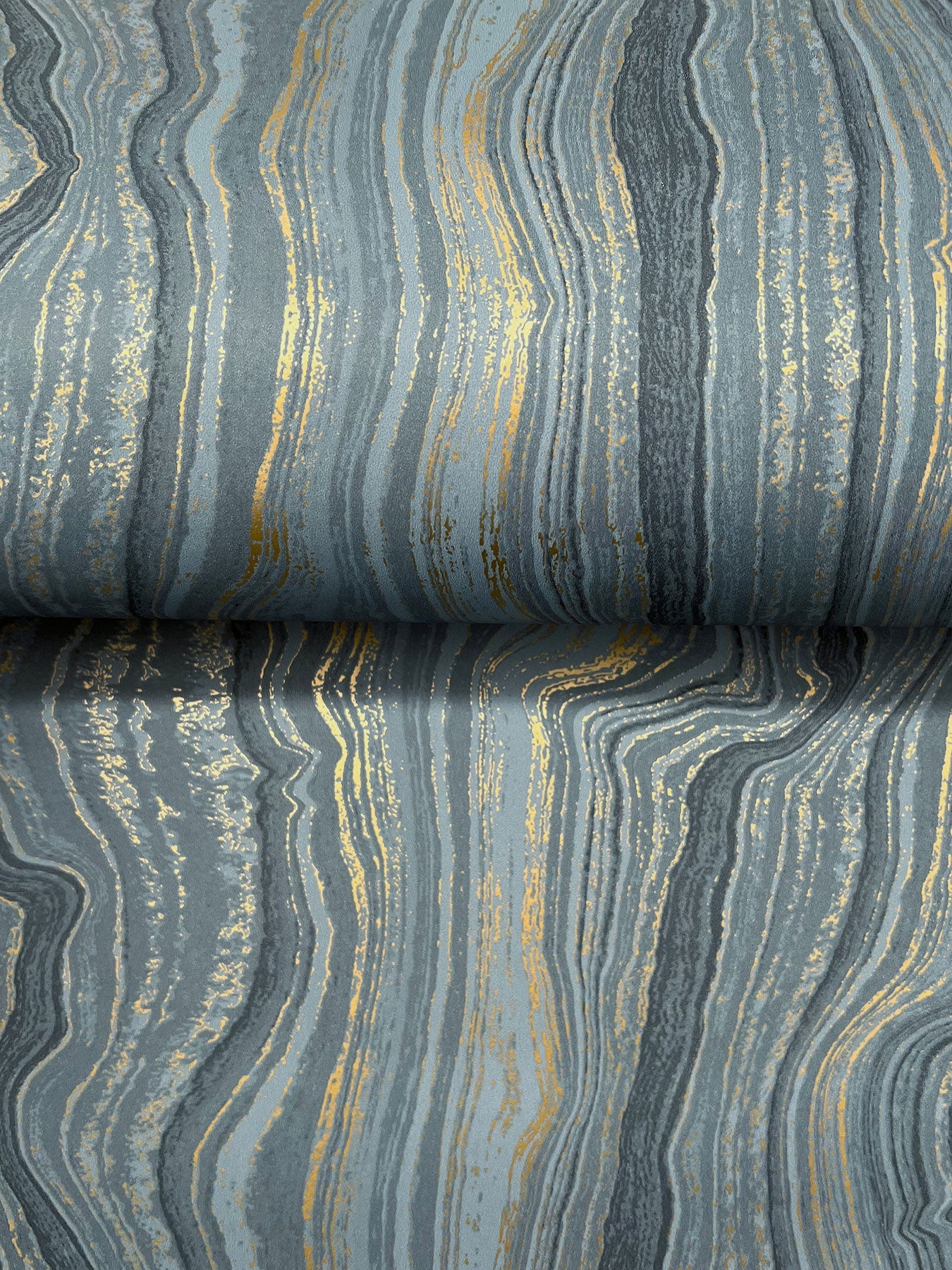 Candice Olson Mineral Shimmer Denim & Gold Decadence Wallpaper by York Wallcoverings