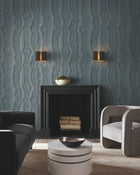 Candice Olson Mineral Shimmer Denim & Gold Decadence Wallpaper by York Wallcoverings