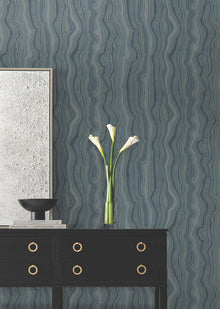 Candice Olson Mineral Shimmer Denim & Gold Decadence Wallpaper by York Wallcoverings